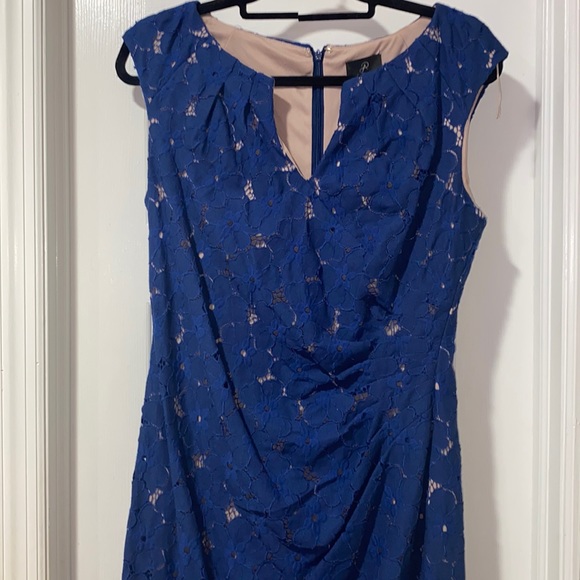 Blue Lace Floral Sleeveless Dress - SIZE 12 - Picture 3 of 4